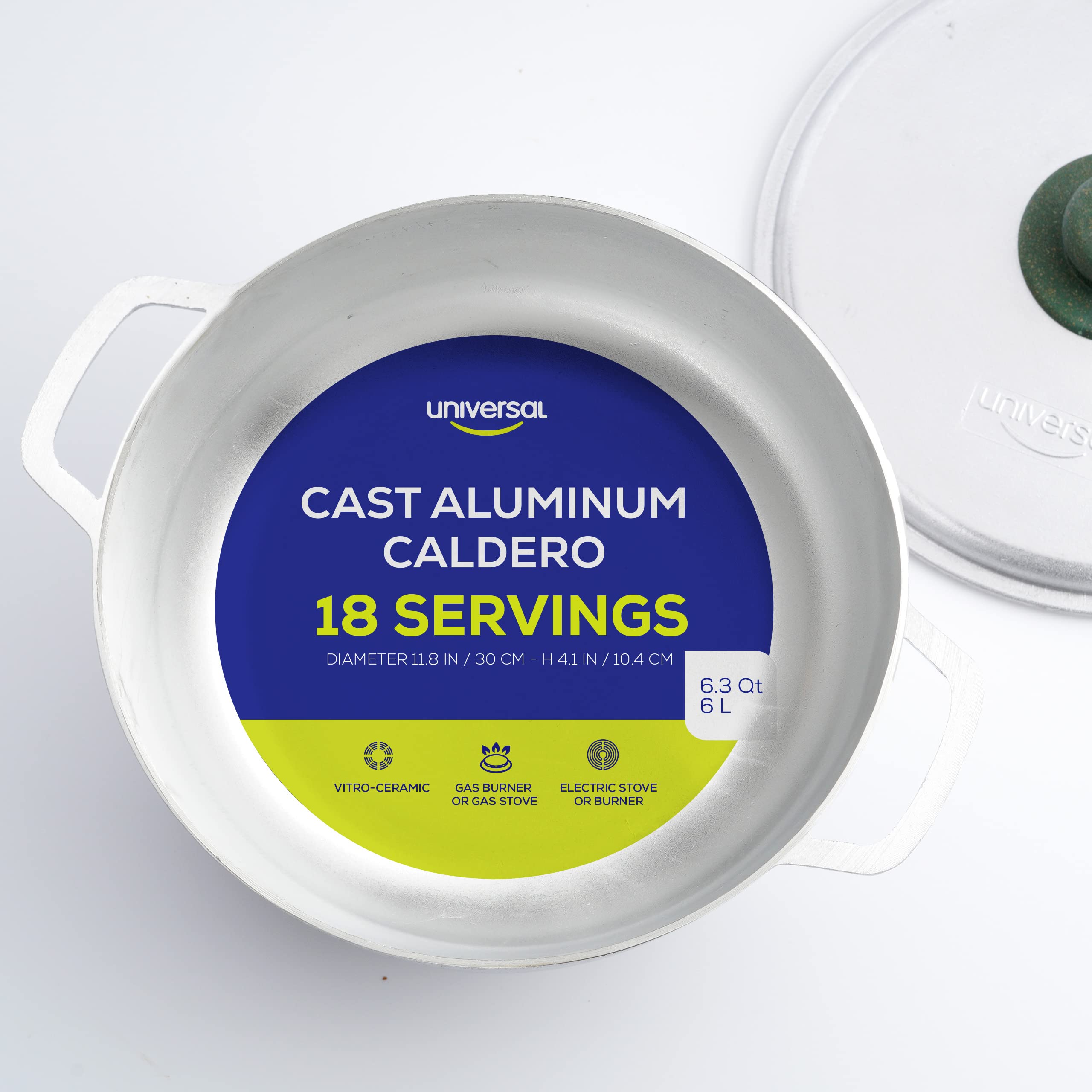 Universal Caldero lid-off view shows spacious interior ideal for rice and stews.