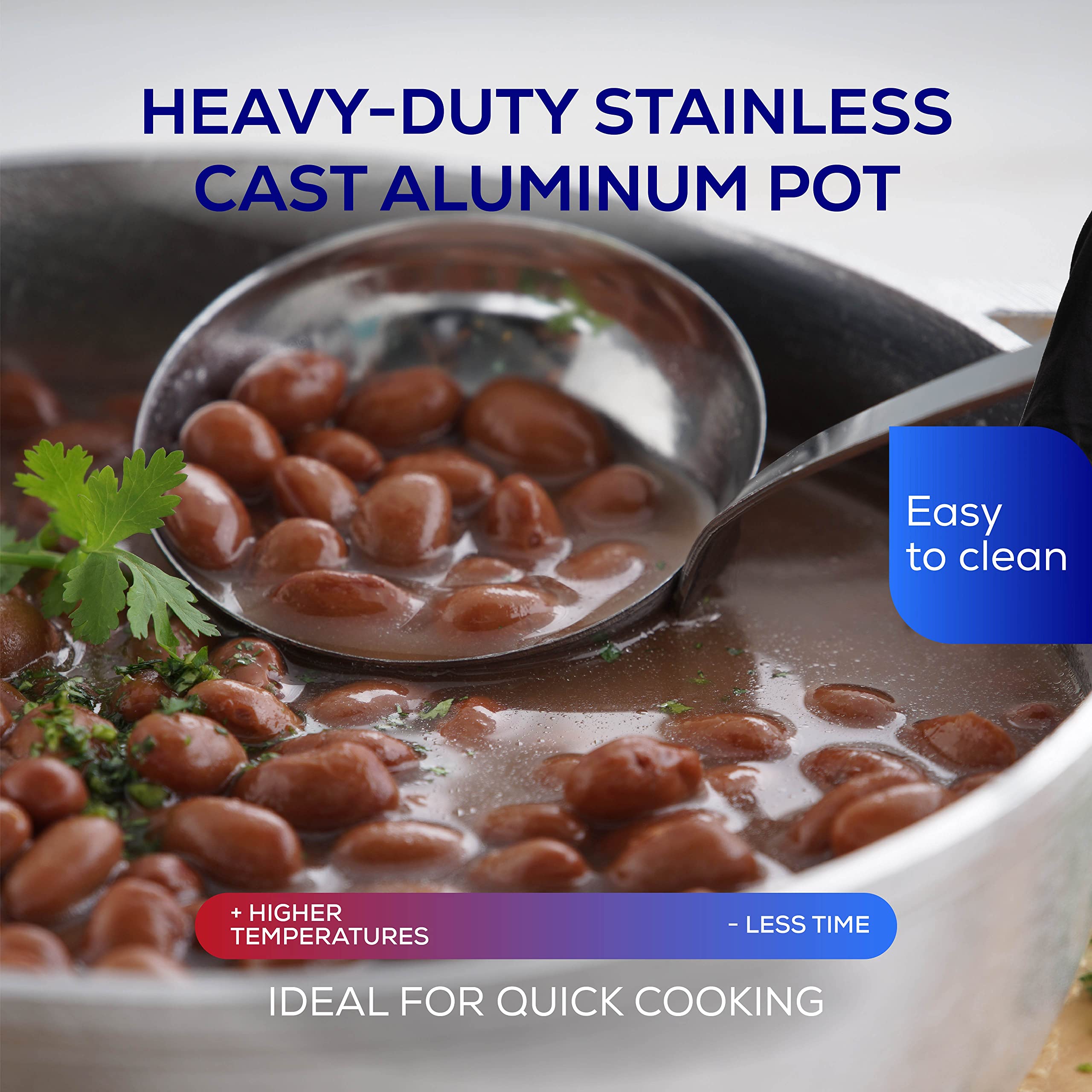 Universal Caldero stove compatibility with gas, electric, and vitroceramic models.