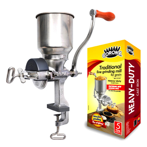 Universal Corona hopper shows large capacity for steady grinding.