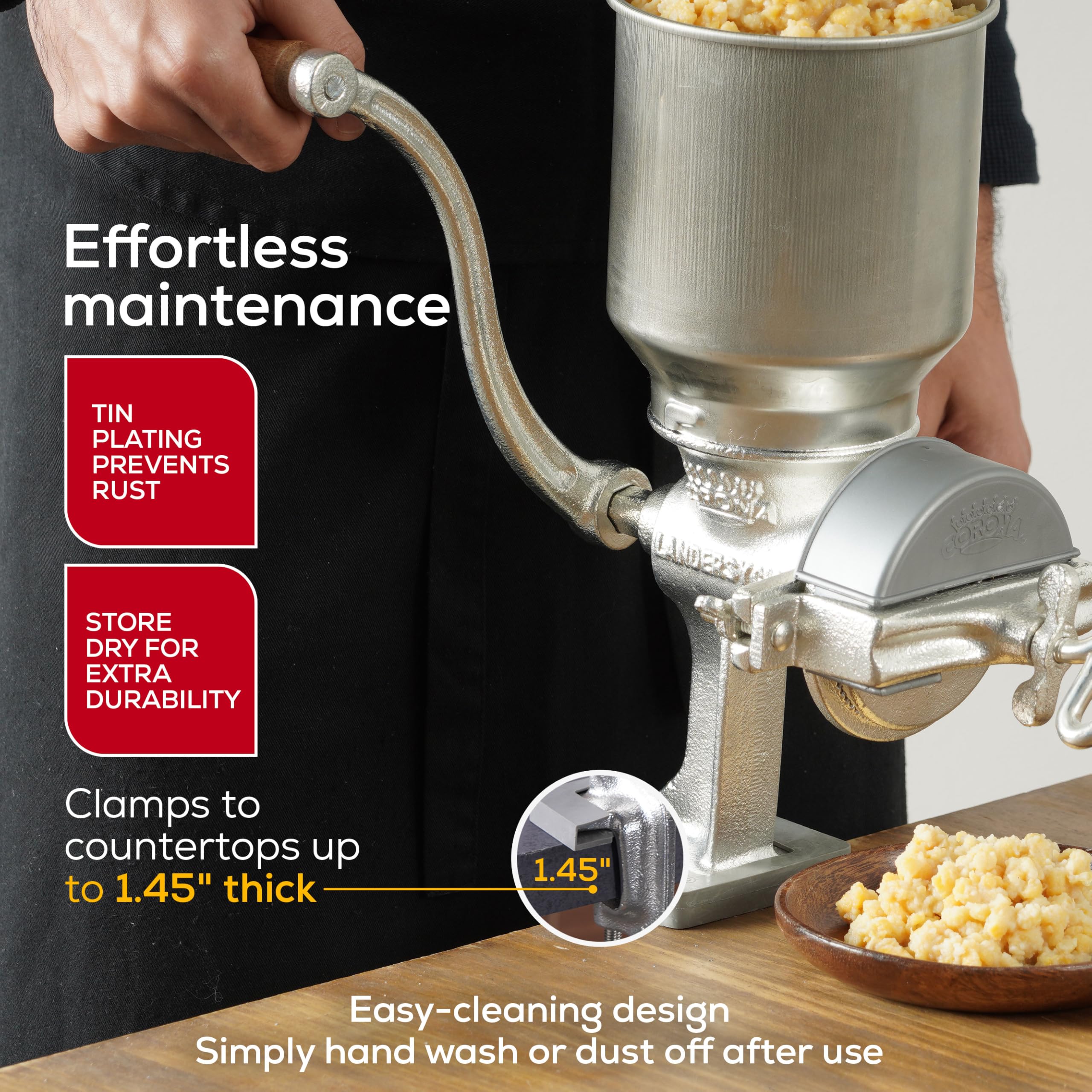 Universal Corona rubber pad reduces vibration during milling.