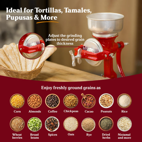 Universal Estrella ground texture output demonstrating coarse grind suitable for tortillas