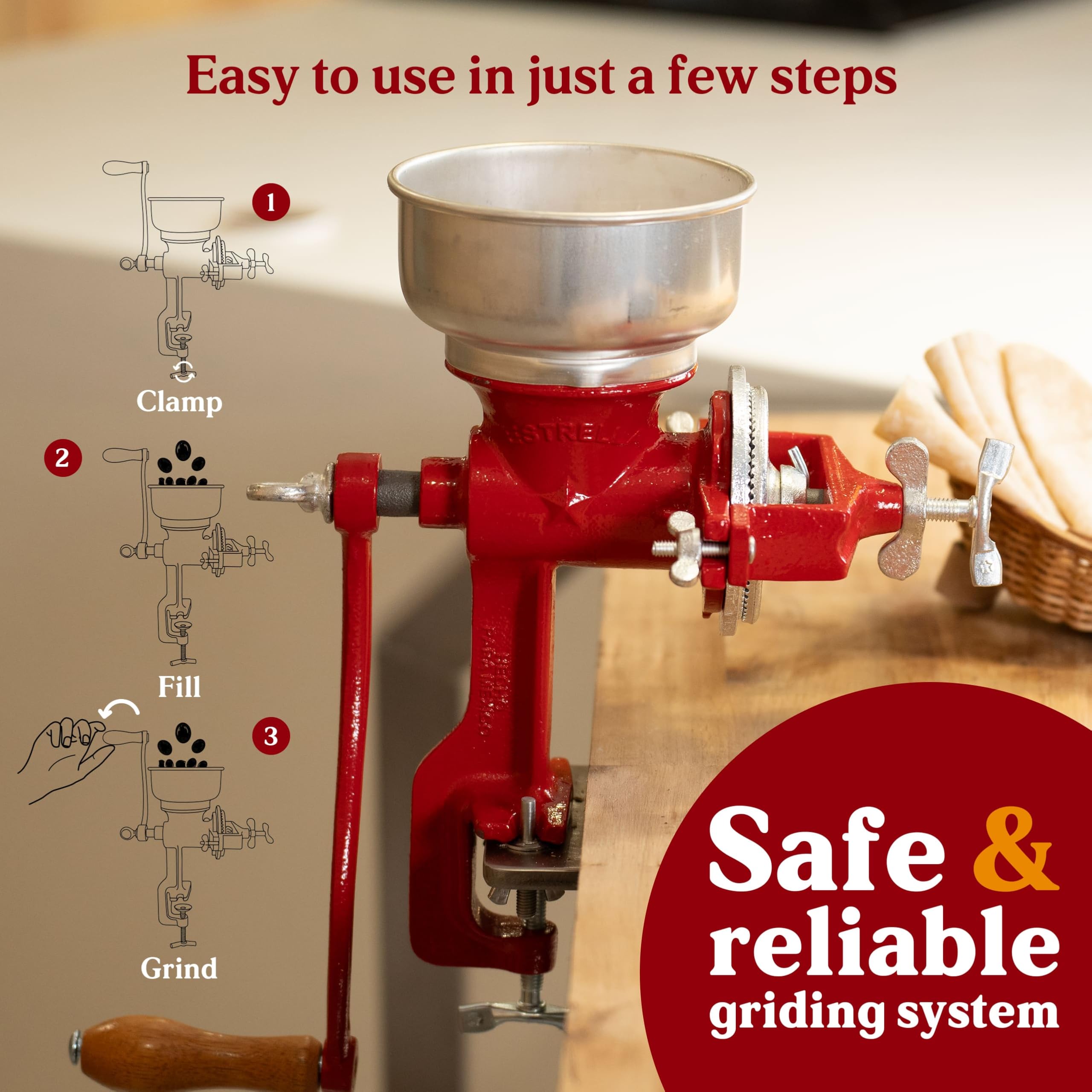 Universal Estrella hopper top view emphasizing compact design for small batches