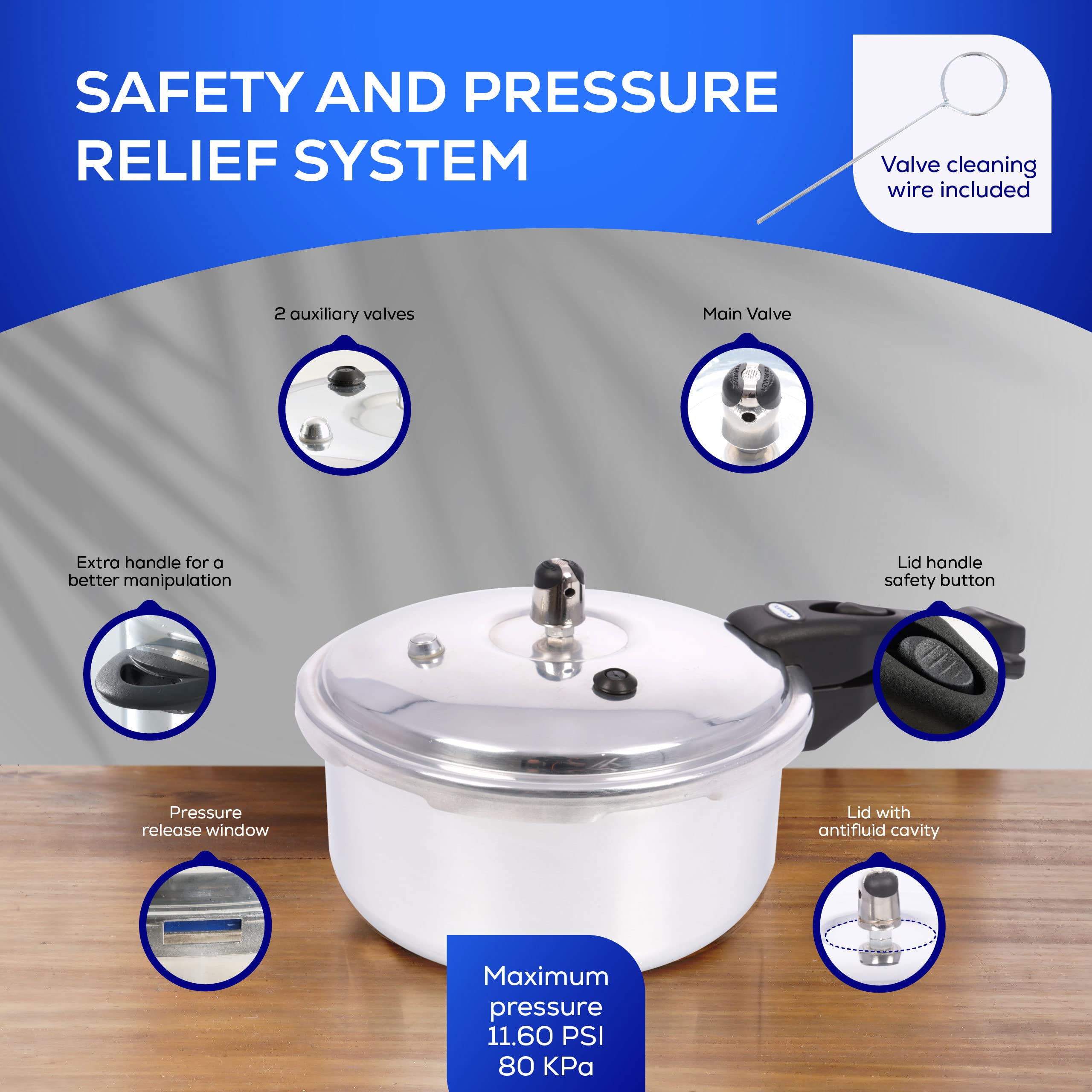 Universal pressure cooker is dishwasher-safe for easy cleanup.