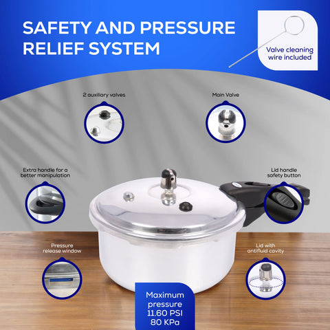 Universal pressure cooker is dishwasher-safe for easy cleanup.