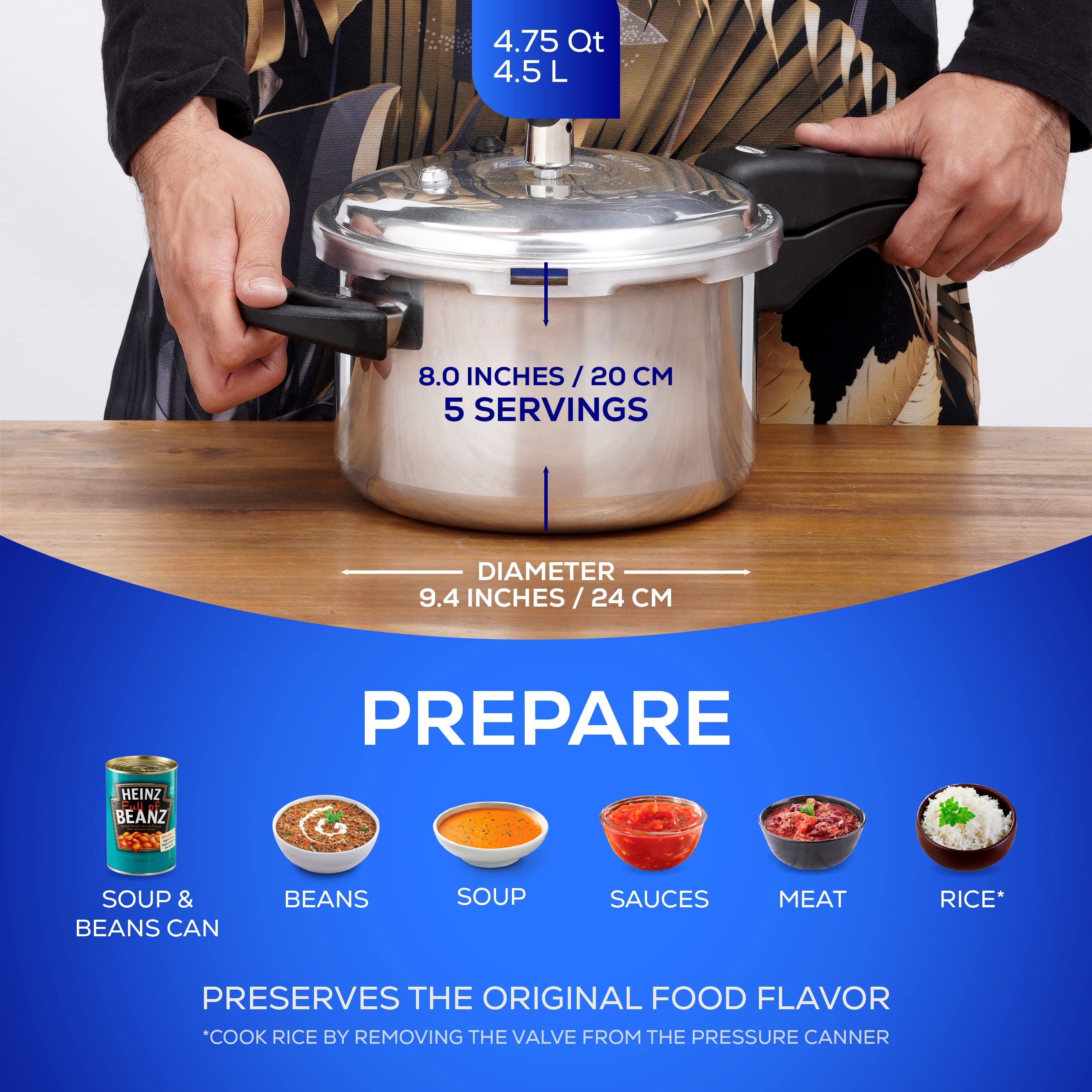 Universal Ultra Pressure Cooker on a stove demonstrates even heat distribution on a gas burner