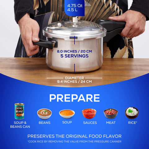 Universal Ultra Pressure Cooker on a stove demonstrates even heat distribution on a gas burner