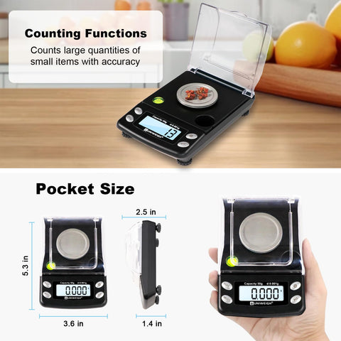 UNIWEIGH jewelry scale backlit display enabling legible readings in low light