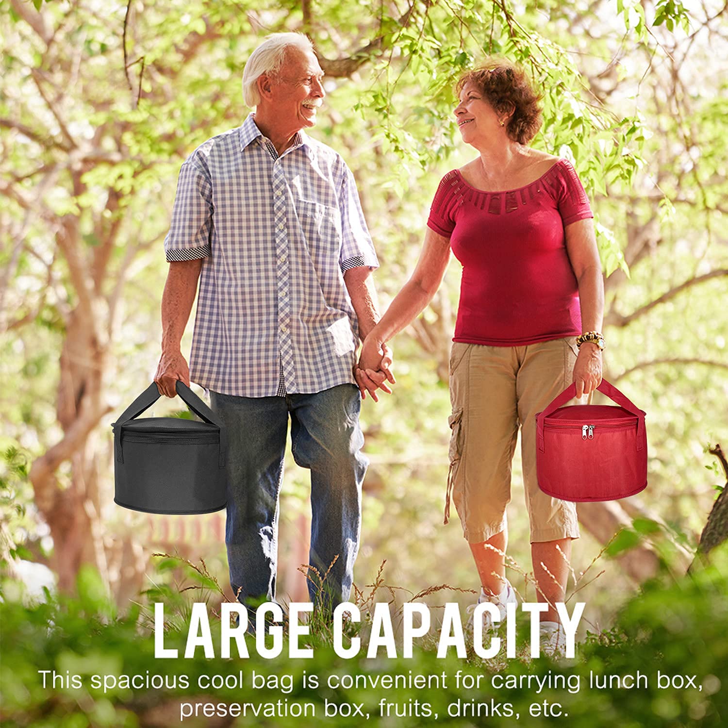 Unknown 2Pack red round insulated casserole bag ideal for picnics.