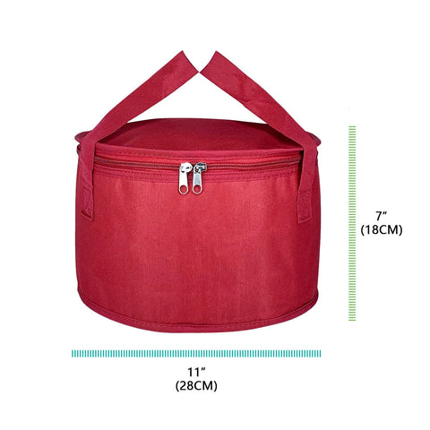 Unknown 2Pack red round insulated casserole bag interior with foam and lining.
