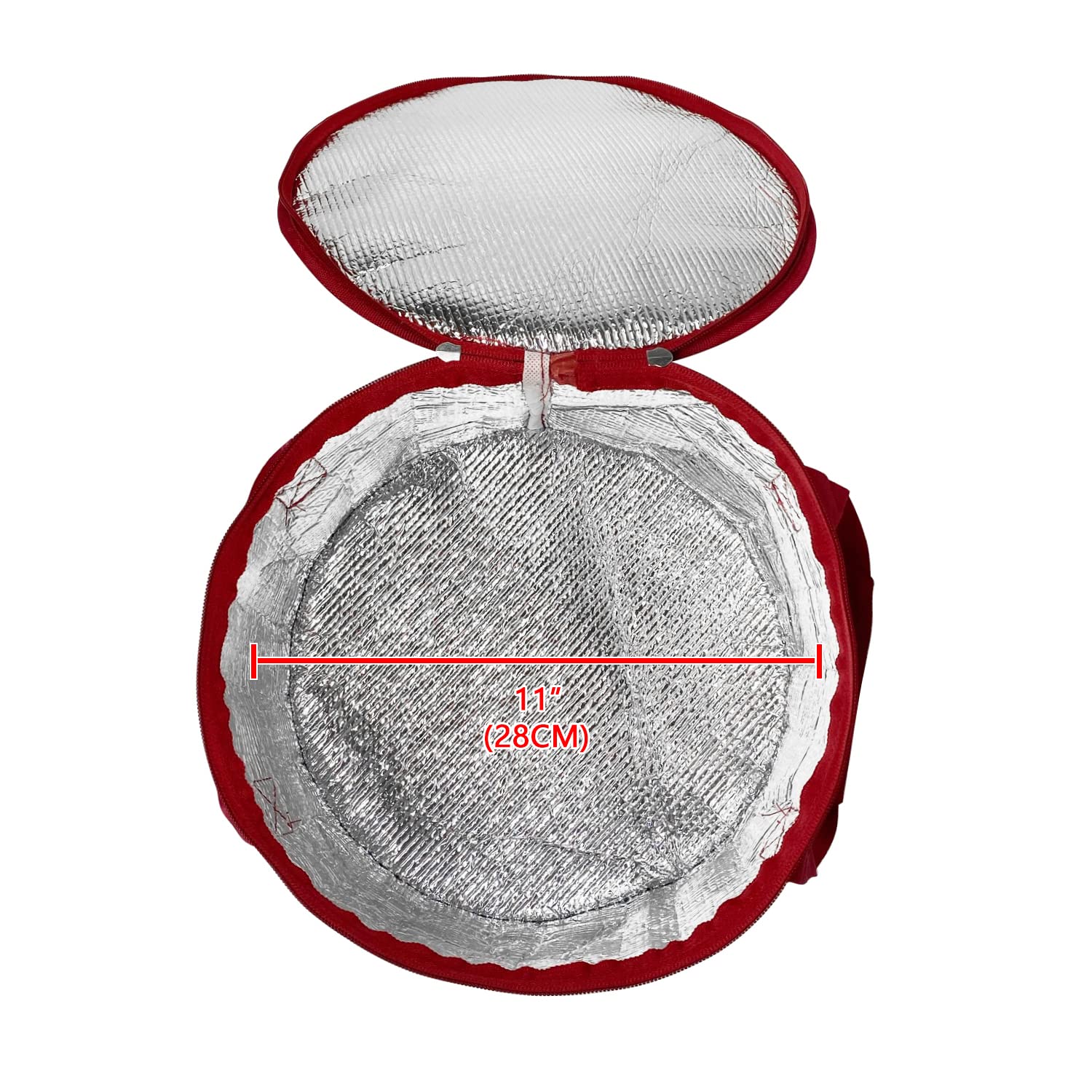 Unknown 2Pack red round insulated casserole bag packaged flat for easy storage.