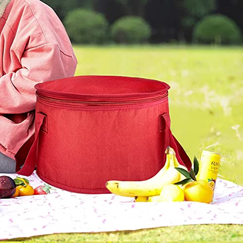 Unknown 2Pack red round insulated casserole bag with handle for on-the-go use.
