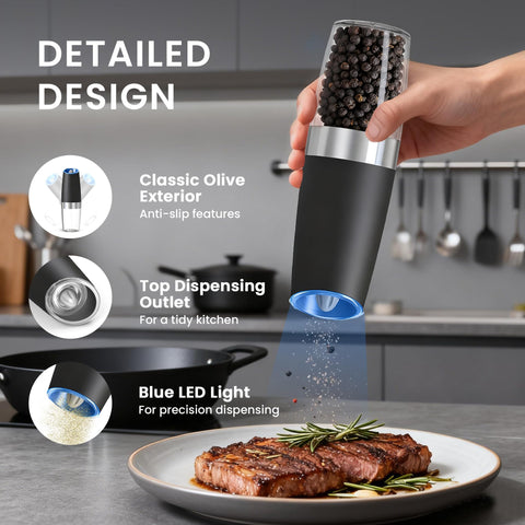 UNNEES Gravity coarseness dial close-up enables customizable grind size.