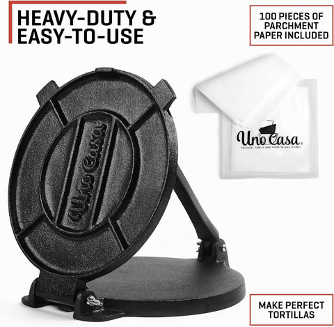 Uno Casa pre-seasoned tortilla press ready for use