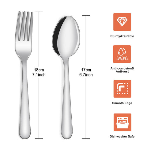 Unokit 18 forks and 18 spoons for coordinated table settings.