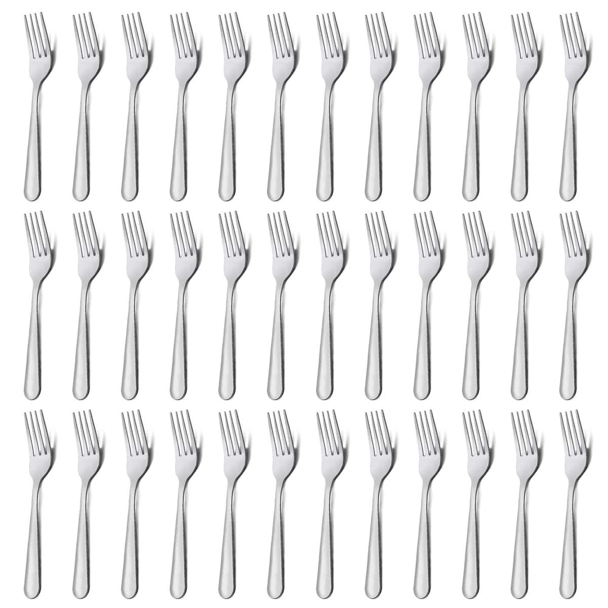 Unokit 36-piece dinner forks set in mirror finish for everyday dining.