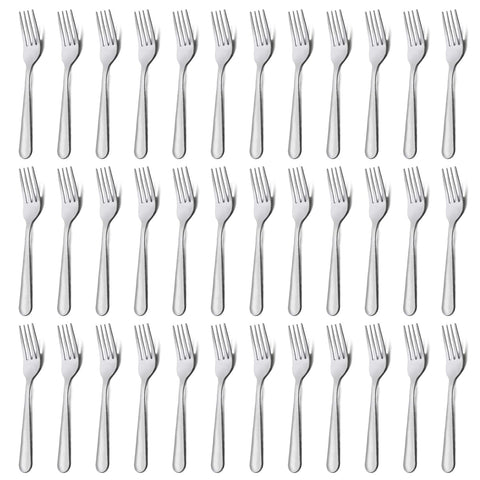 Unokit 36-piece dinner forks set in mirror finish for everyday dining.
