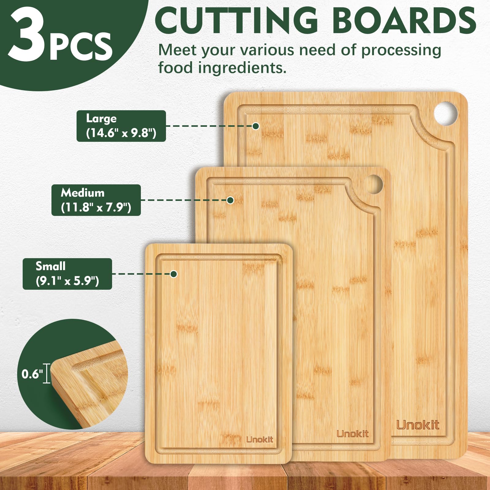 Unokit medium board with knife-friendly surface for precise chopping.
