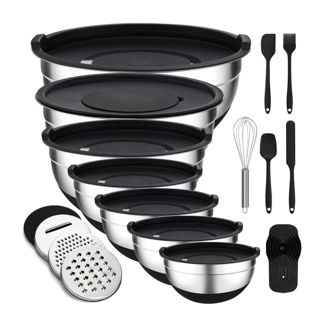 Unokit mixing bowls base view showing non-slip stability for safe prep.
