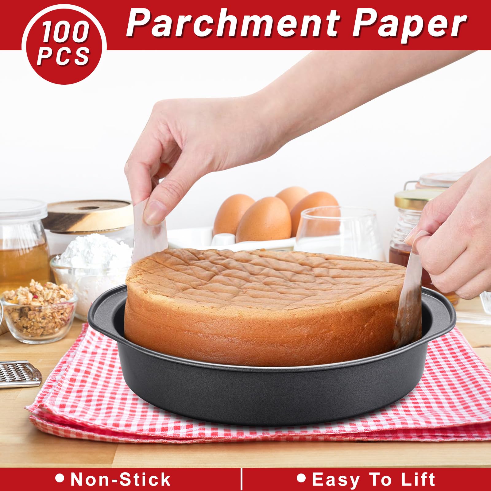 Unokit pans with parchment paper pack showing easy release and mess-free baking