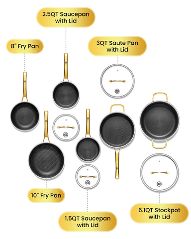 UNOPAN Gold set nonstick surface for easy cleanup and cooking