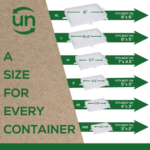 Unwasted 6-pack covers stretch to fit 4-6 inch containers securely.