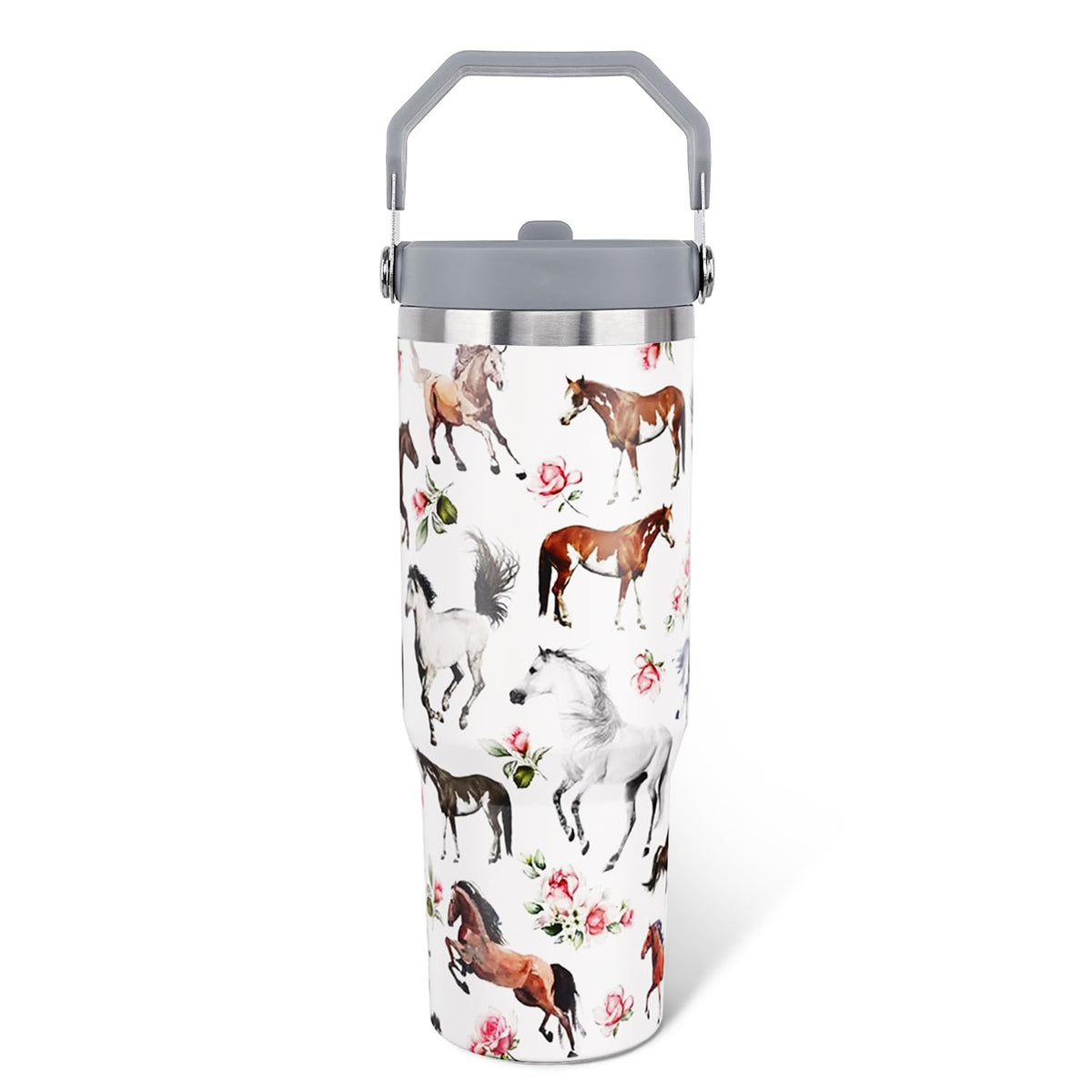 Unyopsa horse tumbler with handle and lid for on-the-go drinking
