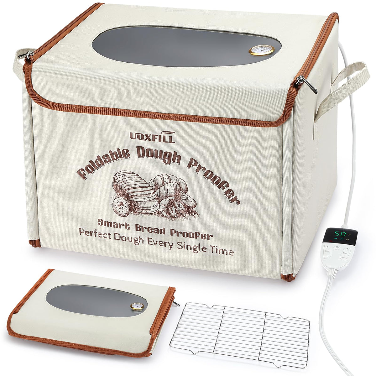 Uoxfill folding bread proofing box front view highlighting even heating potential for dough