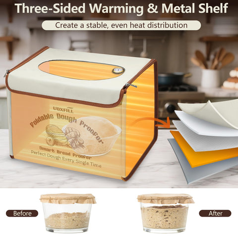 Uoxfill folding bread proofing box interior space for multiple dough batches