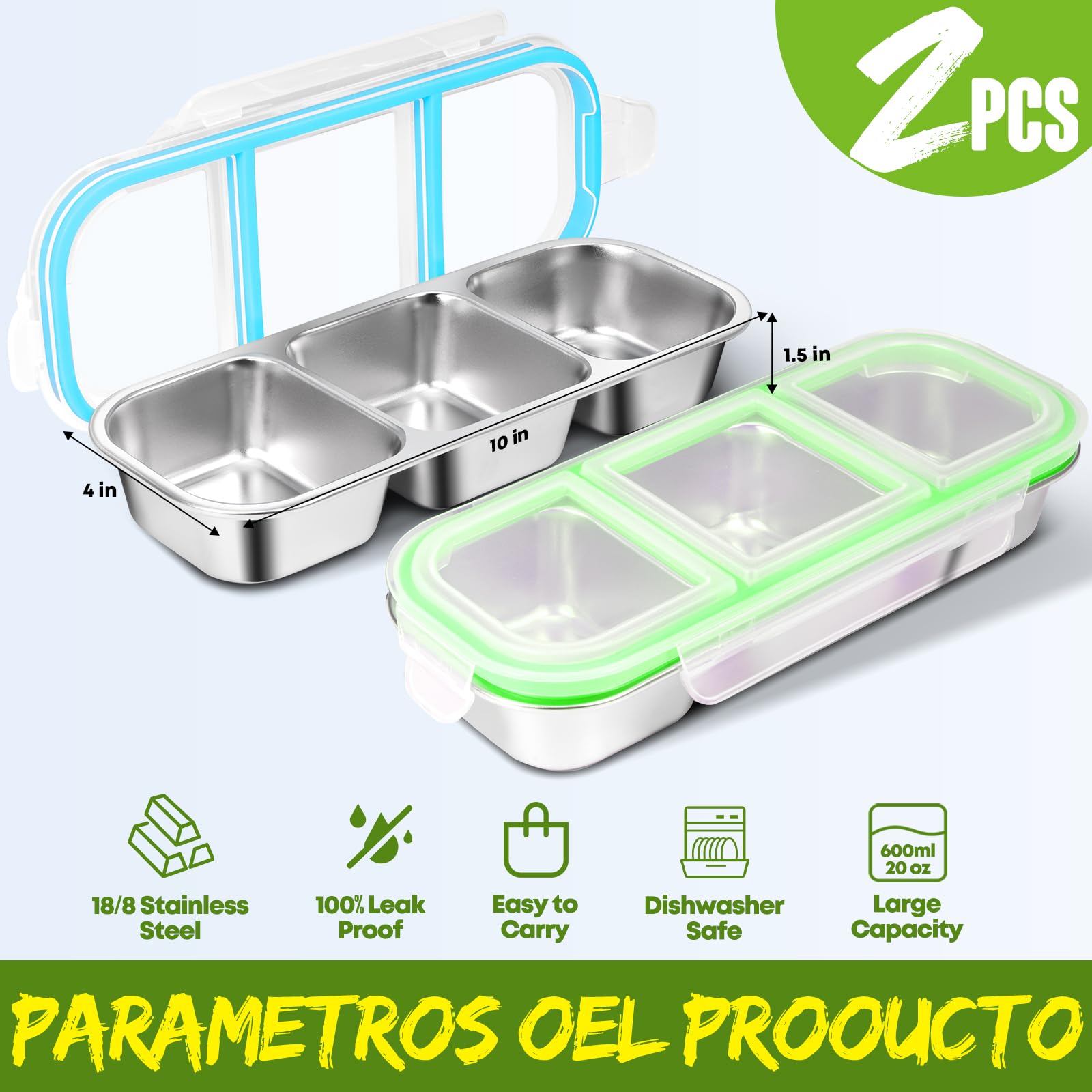 UPABLUNSO 3-compartment box shows how to separate snacks, fruits, and dips.
