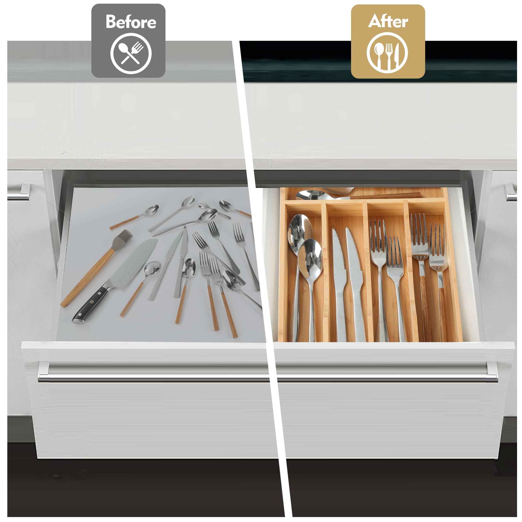 Upassion non-slip pads keep the organizer steady in drawers