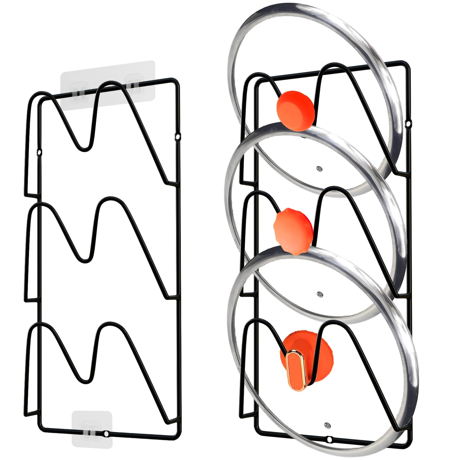 UpChoNice pot lid organizer 6-tier rack keeps lids neatly organized and easy to reach.