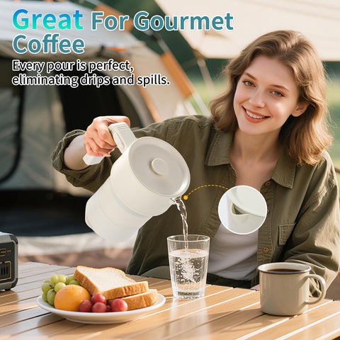UPEZAN travel kettle boils water in about nine minutes on 110V power.
