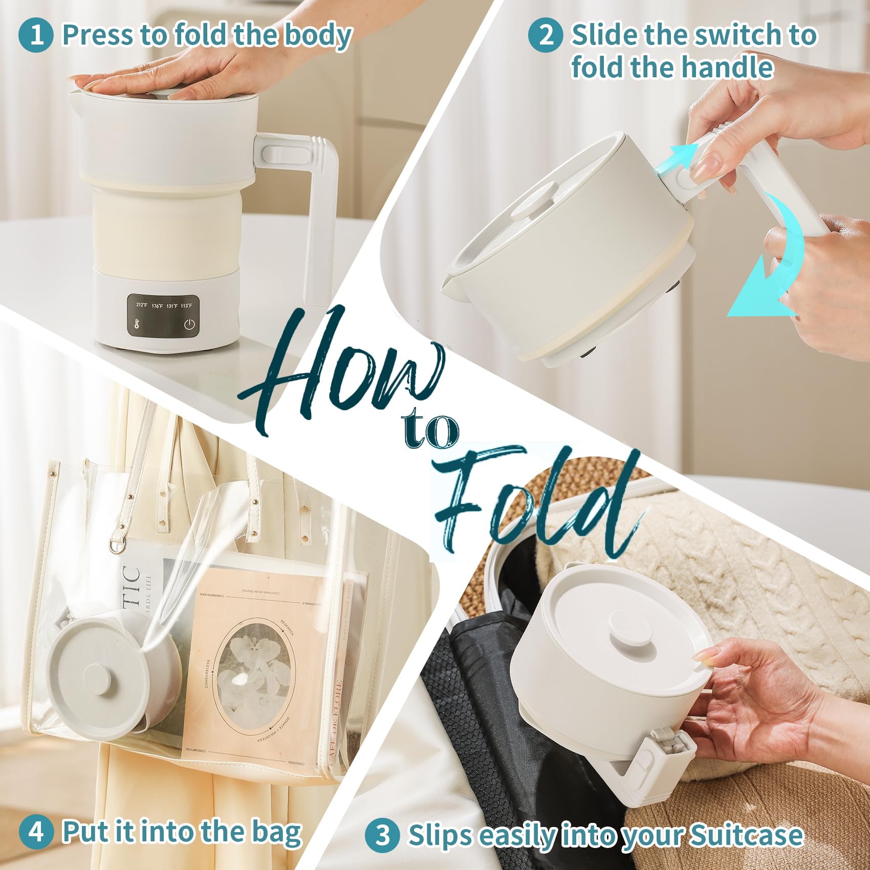 UPEZAN travel kettle BPA-free silicone body preserves clean flavor.