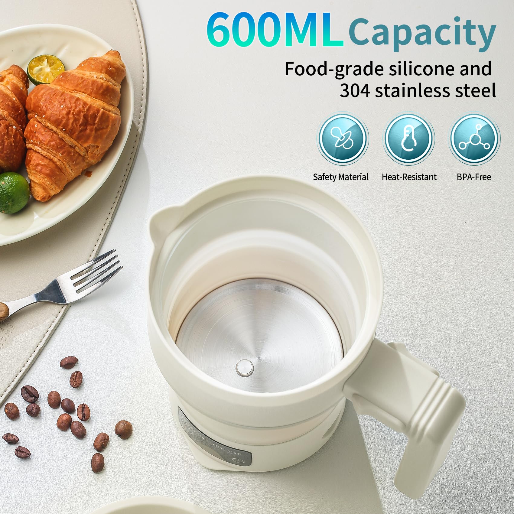 UPEZAN travel kettle base features 304 stainless steel heating base for durability.