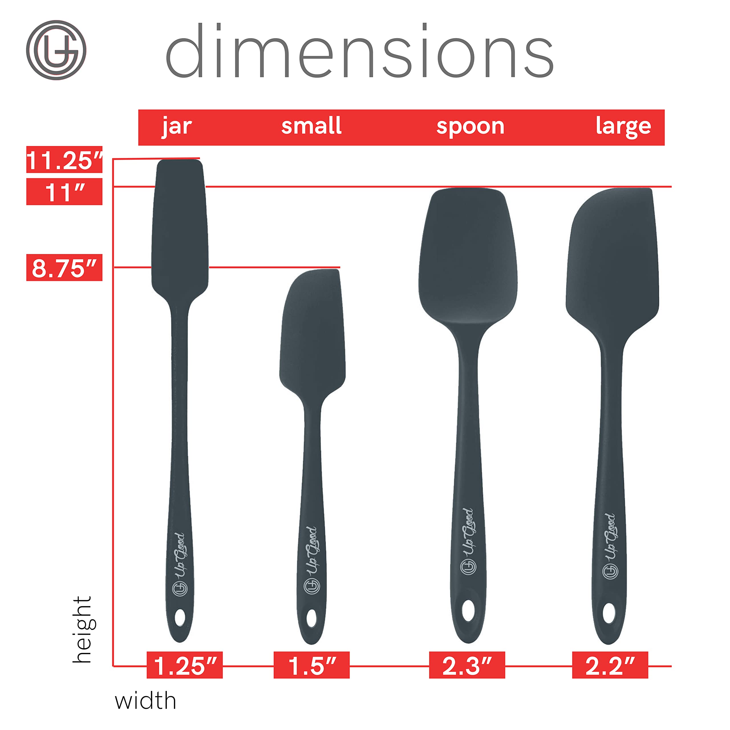 UpGood dishwasher-safe spatula set gray, easy cleanup after busy meals.