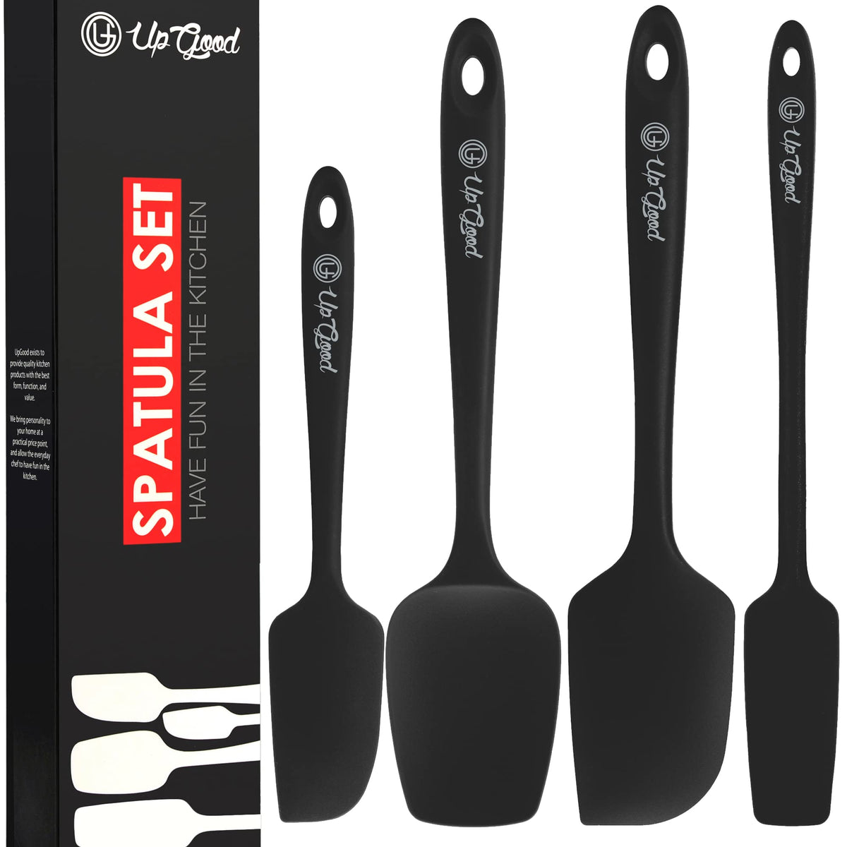 UpGood jar spatula in black for precise scraping and flipping