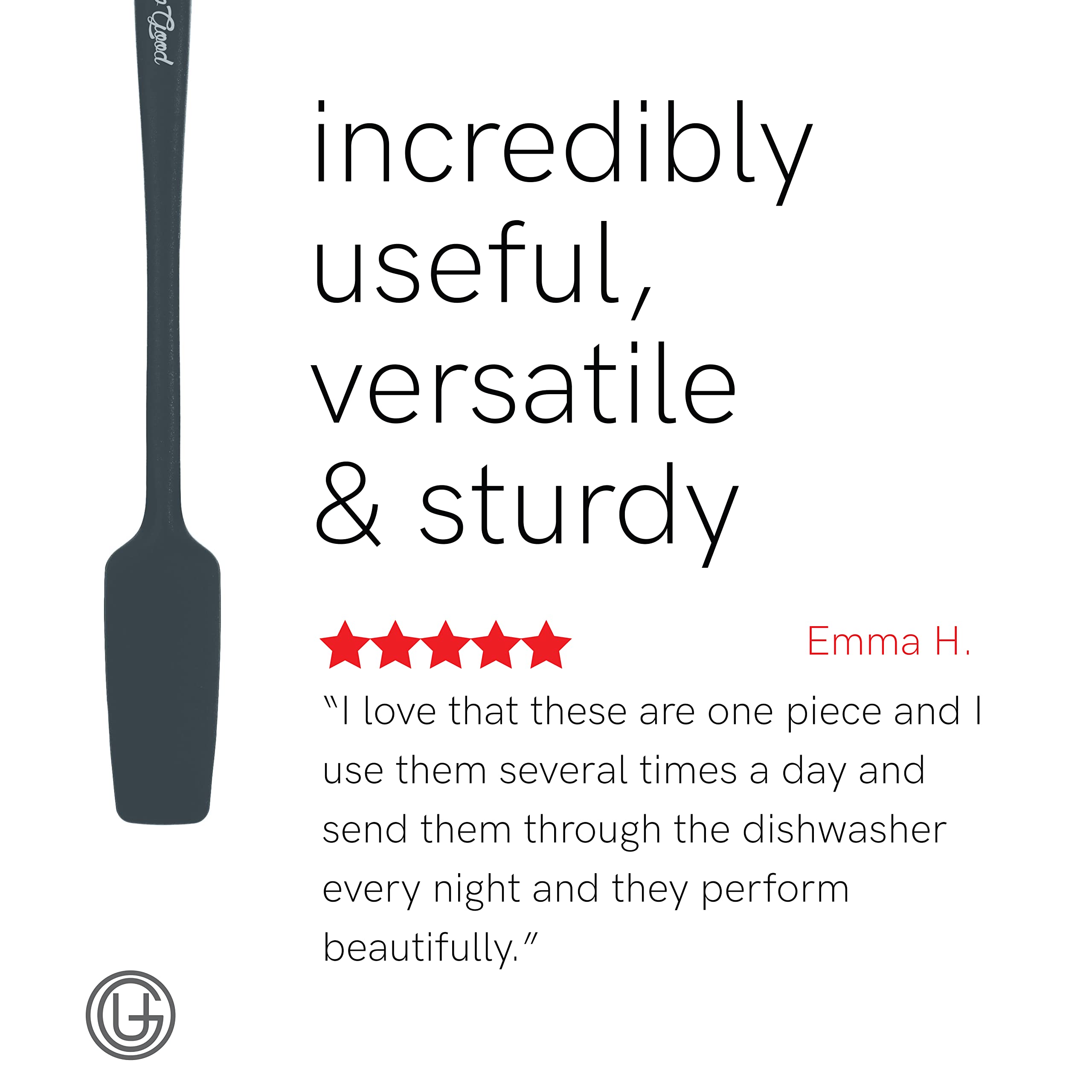 UpGood professional-grade spatula set gray, versatile for home kitchen tasks.