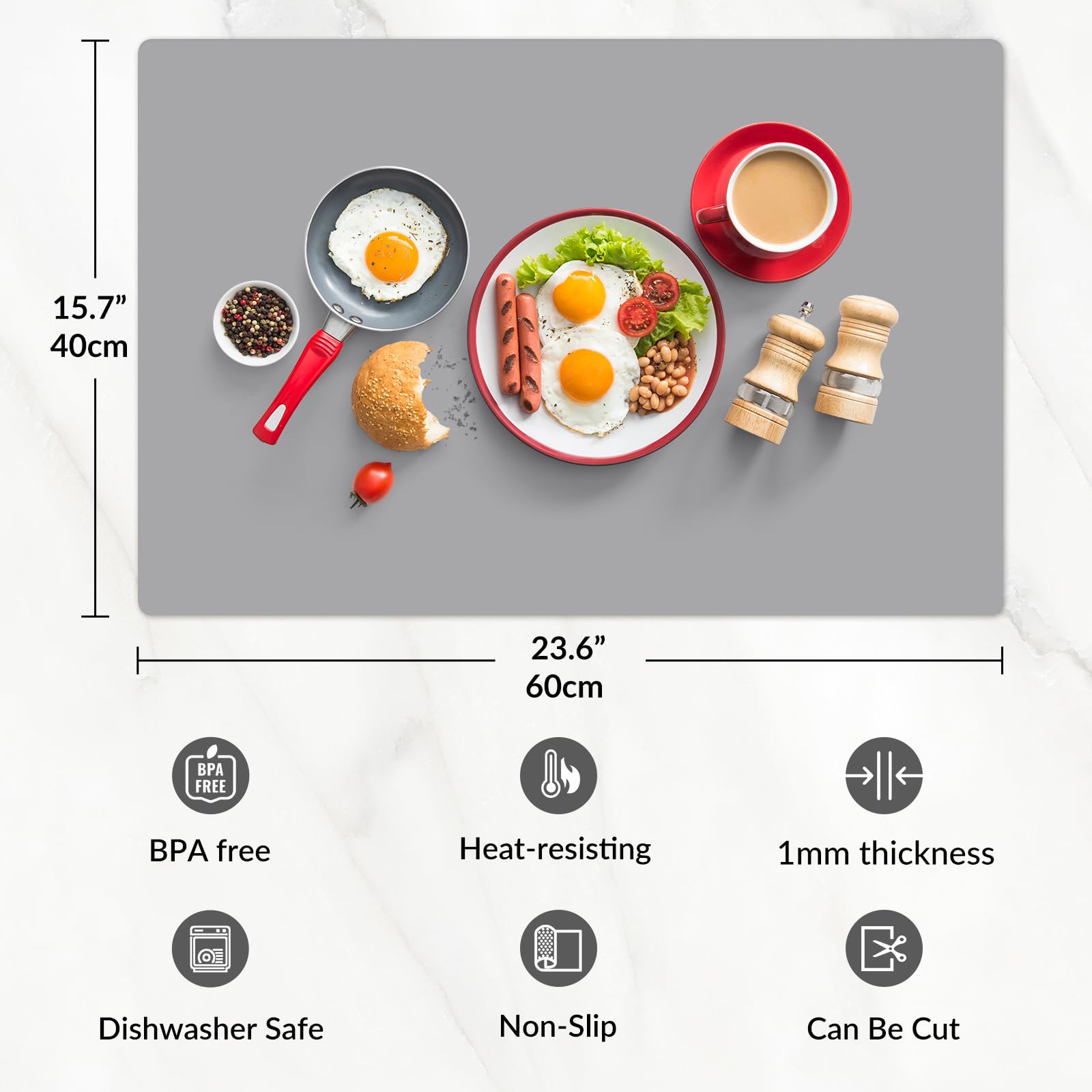 UPOGDDY silicone mat is heat-resistant to protect counters from hot cookware.