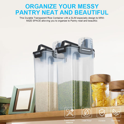 Uppetly slim design saves pantry space and improves organization.
