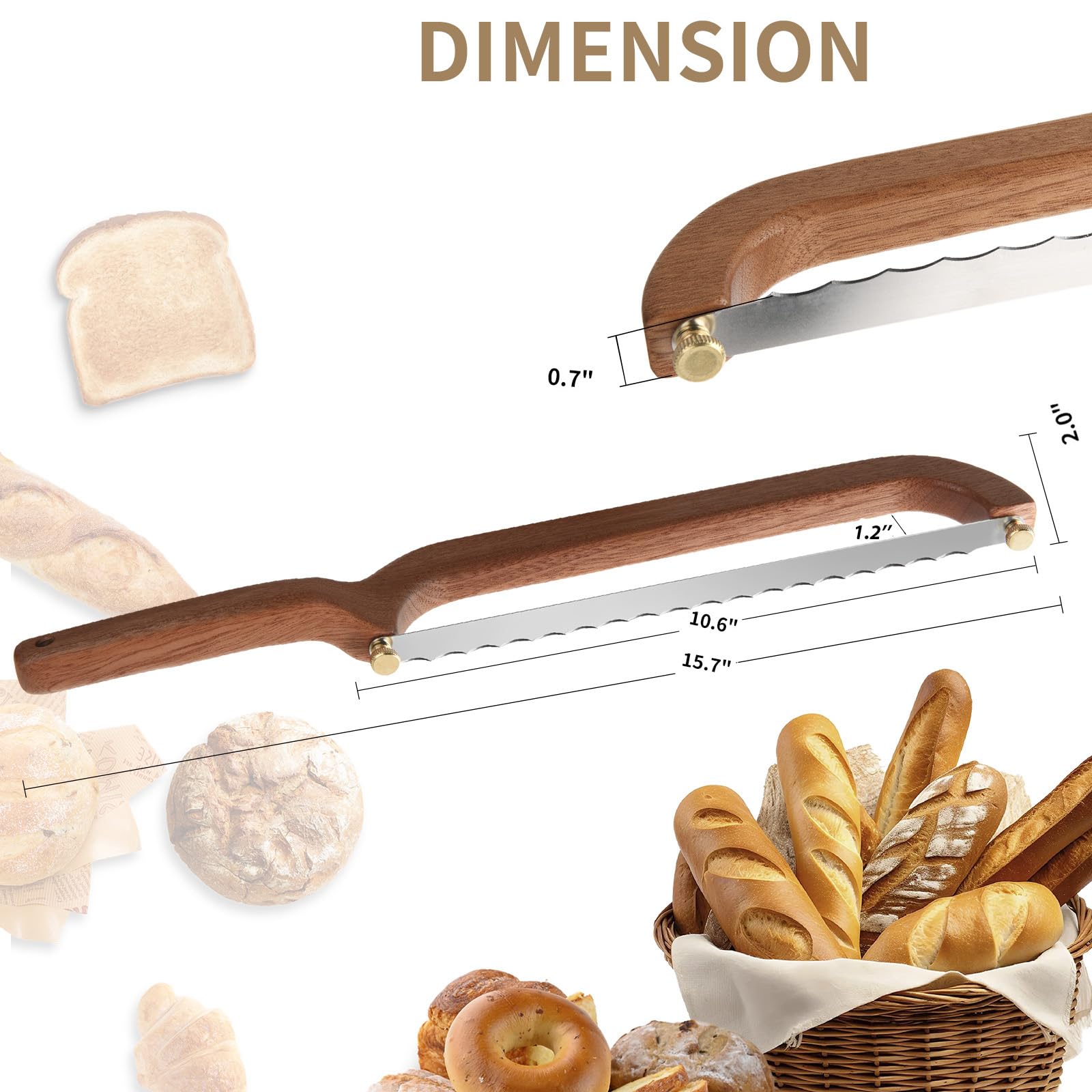 Uprichya bread bow knife curved blade delivers smooth crust cuts.