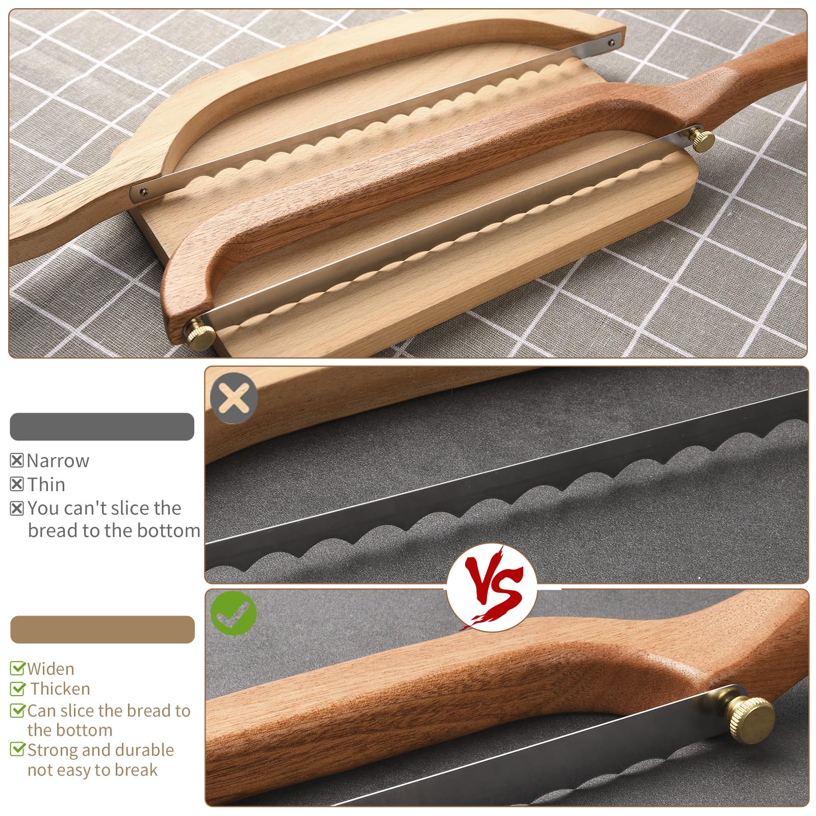 Uprichya Bread Knife Crusty Bread Slicing with smooth, controlled motion
