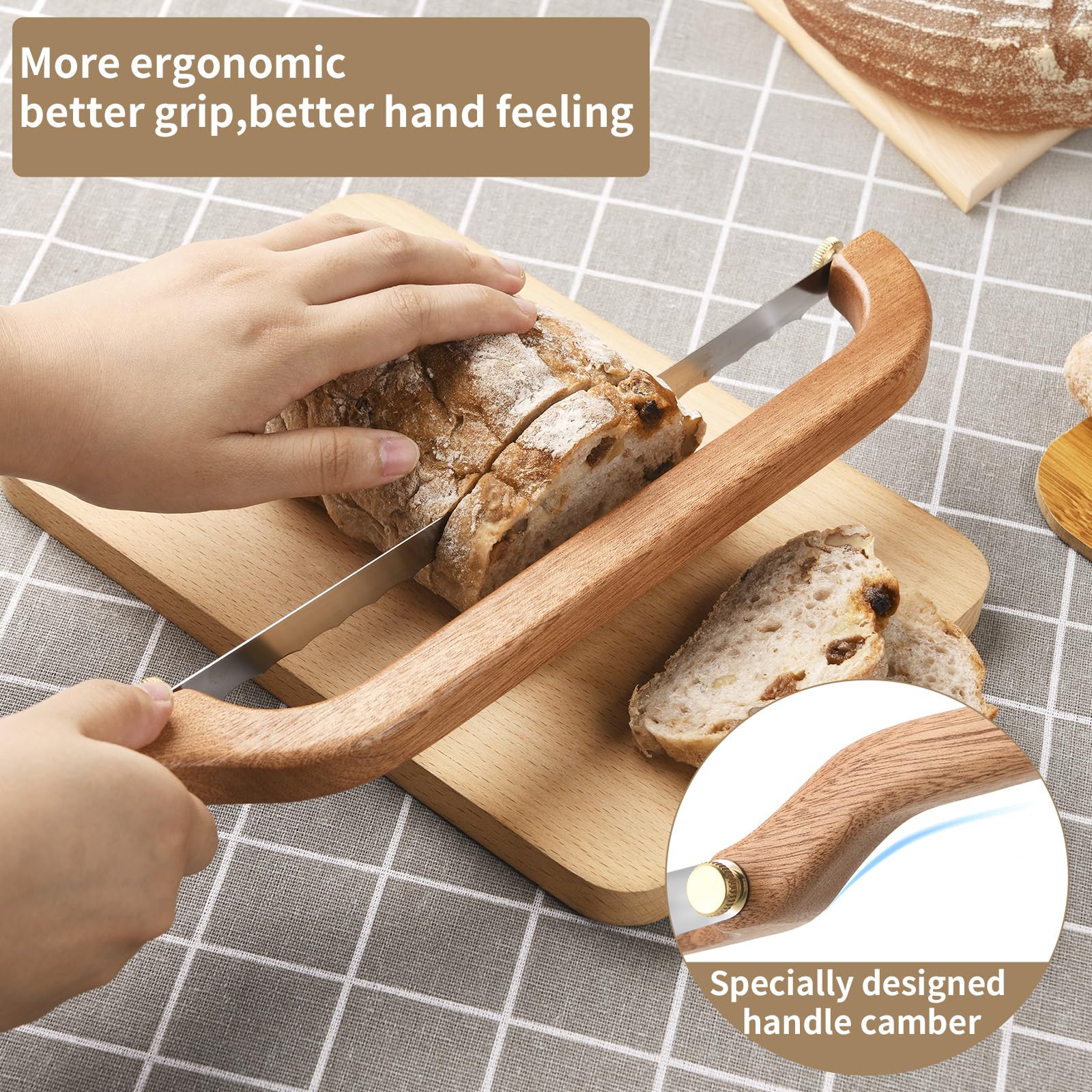 Uprichya Bread Knife Thick Serrated Edge slices crusty loaves precisely