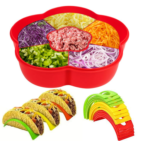 Uprony Taco Bar Serving Set with tortilla holders for streamlined party prep