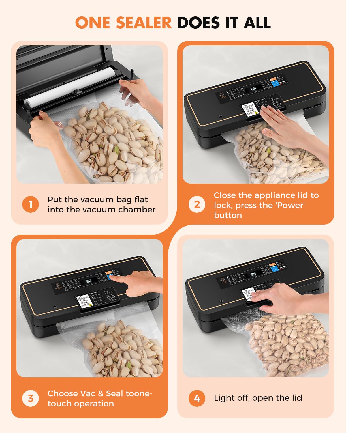 UPRUBE sous vide-ready vacuum sealer supports precise moisture control.
