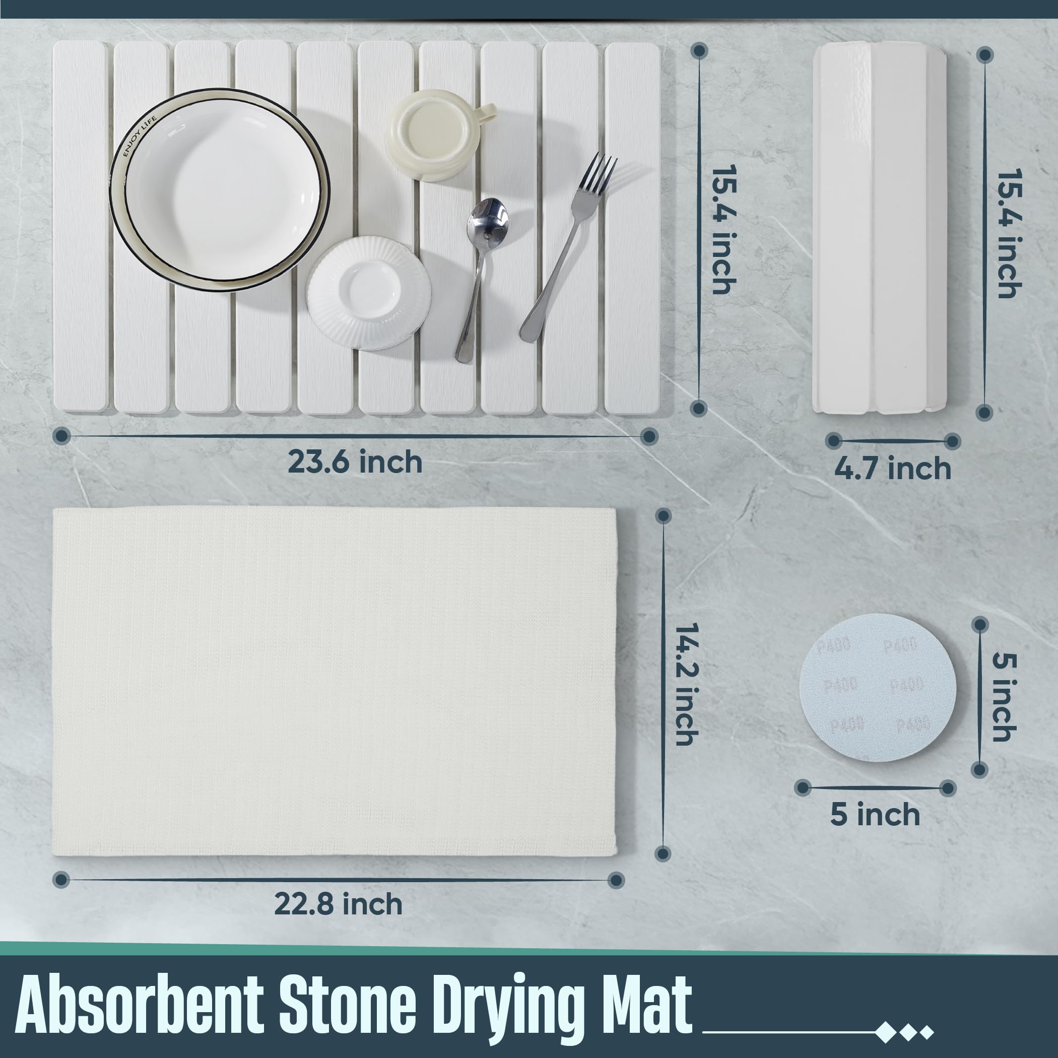 UPTIMAZ Stone Drying Mat with sandpaper included for surface refresh