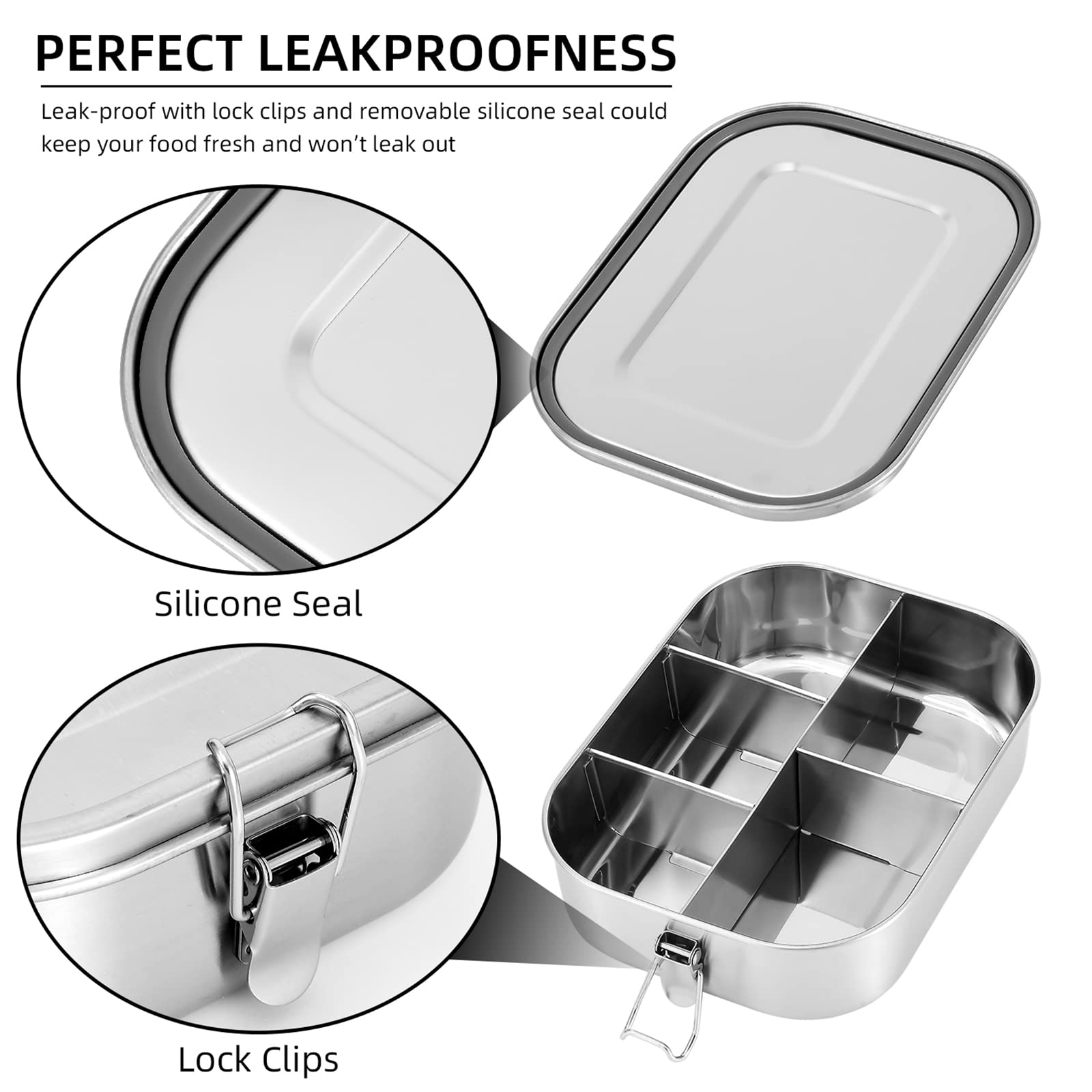 UPTRUST dishwasher-safe stainless steel lunch box for easy cleaning.