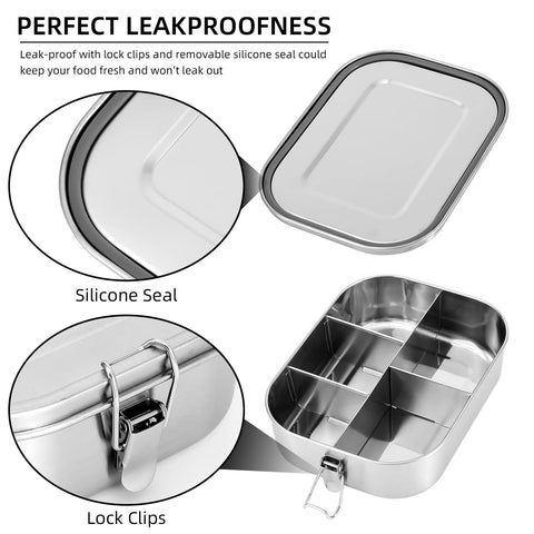 UPTRUST dishwasher-safe stainless steel lunch box for easy cleaning.