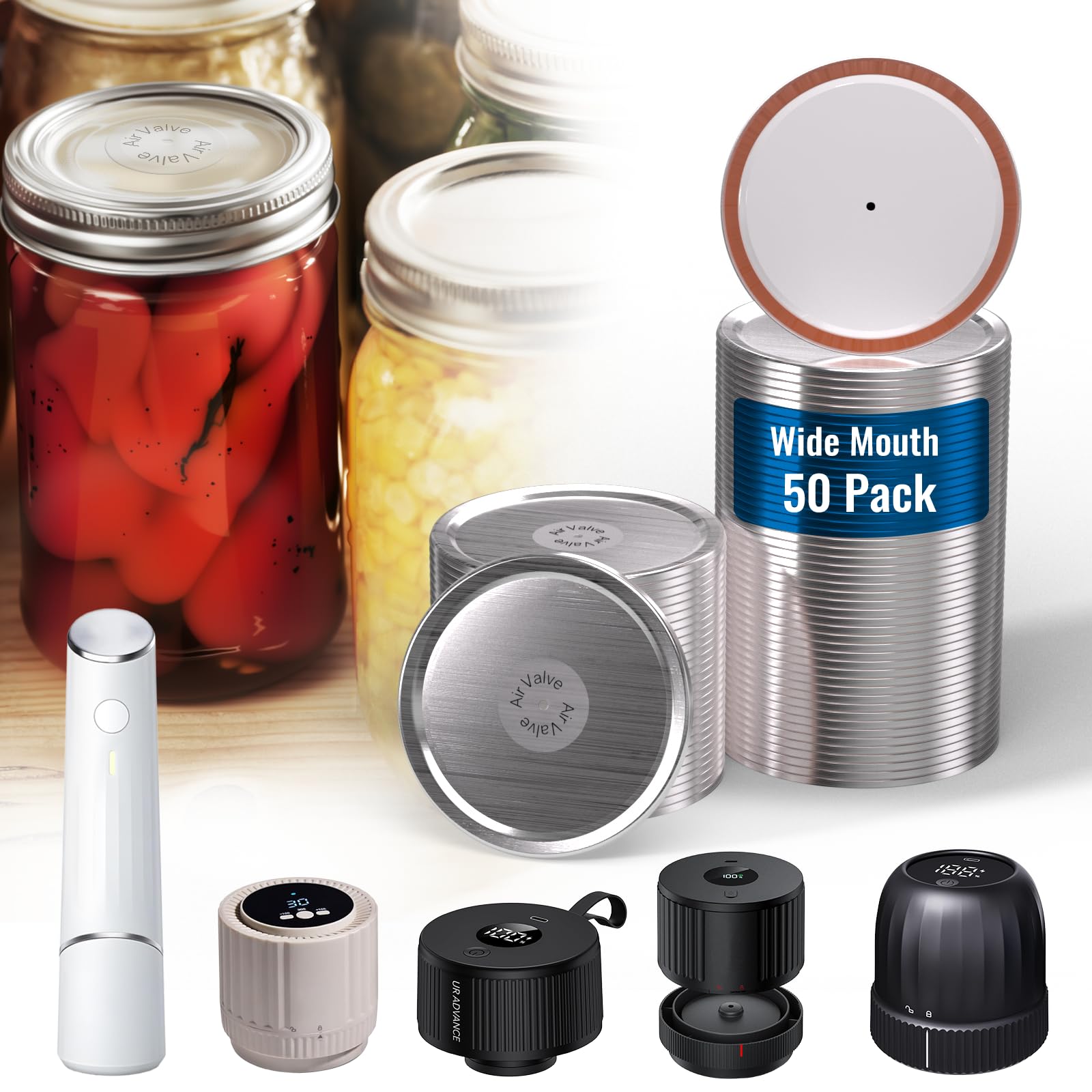 UR ADVANCE 50-pack wide-mouth lids for jars, ready for batch canning