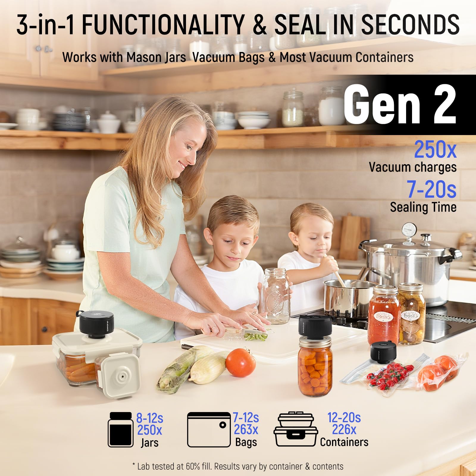 UR ADVANCE air-valve lids compatibility closeup for reliable jar seals.