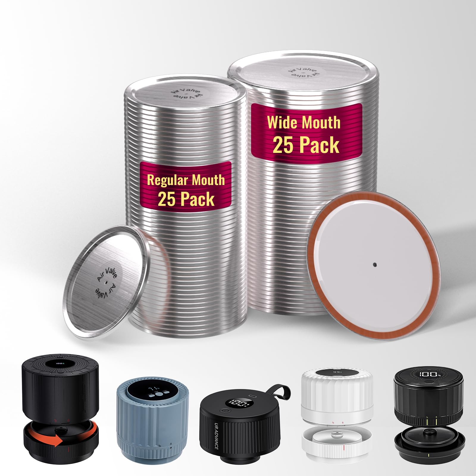 UR ADVANCE wide-mouth lid close-up showing airtight jar seal for freshness.